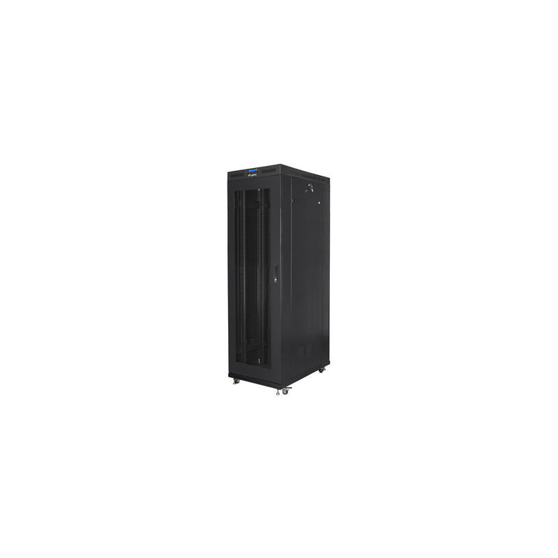 42U 19 inch server cabinet 800 × 1200 black floor standing rack with perforated mesh door and LCD display