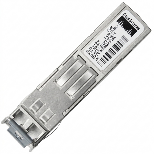 Cisco GLC-LH-SMD 1000BASE-LX/LH SFP transceiver module with 1310nm wavelength and LC duplex connector for SMF and MMF.