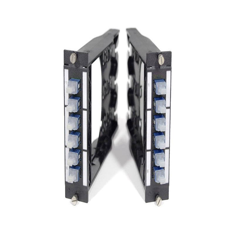 FO DCS 3U 7HP BO module with 6 LC duplex PC adapters for OS2 9/125 singlemode fiber high density datacenter patch panel systems