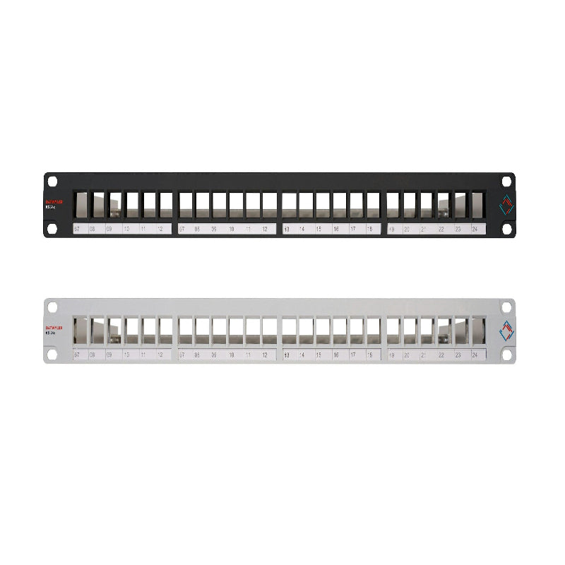 24 port RJ45 patch panel 19 inch rackmount 1U copper network patch panel for structured cabling and data center installations
