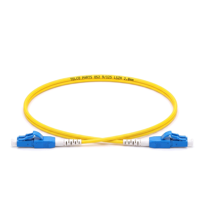 Telco Parts LC/UPC uniboot duplex OS2 fiber patch cable with yellow LSZH jacket