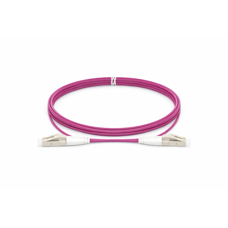 LC/UPC to LC/UPC OM4 multimode uniboot duplex fiber optic patch cable magenta LSZH 50/125µm LC LC patch cord for high speed data center connectivity