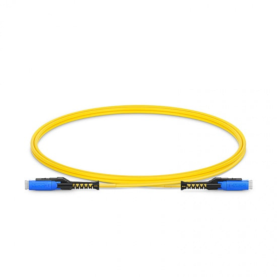 MDC UPC to MDC UPC OS2 singlemode duplex fiber optic patch cable yellow LSZH high density MDC patch cord for 200G and 400G data center connectivity