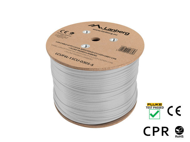 Cat6A U/FTP 305m bulk cable, solid copper, LSZH, grey