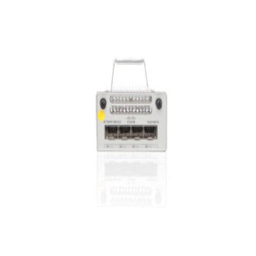 Cisco C9300-NM-4G 4-port Gigabit Ethernet SFP network uplink module for Catalyst 9300 switches.