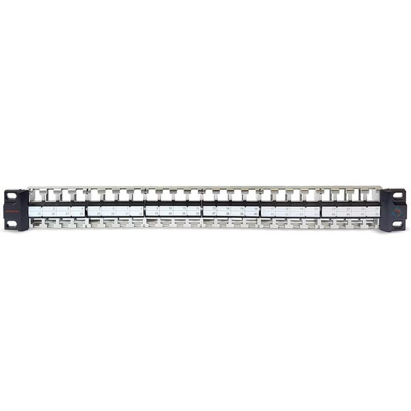 48-poorts RJ45 patchpaneel 19 inch rackmonteerbaar 1U koperen netwerkpatchpaneel voor gestructureerde bekabeling en datacenterinstallaties