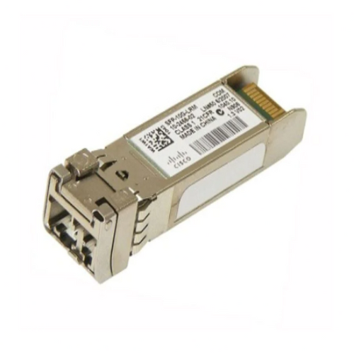 Cisco SFP-10G-LRM 10GBASE-LRM SFP+ transceiver module with 1310nm wavelength and LC duplex connector for multimode and single mode fiber.