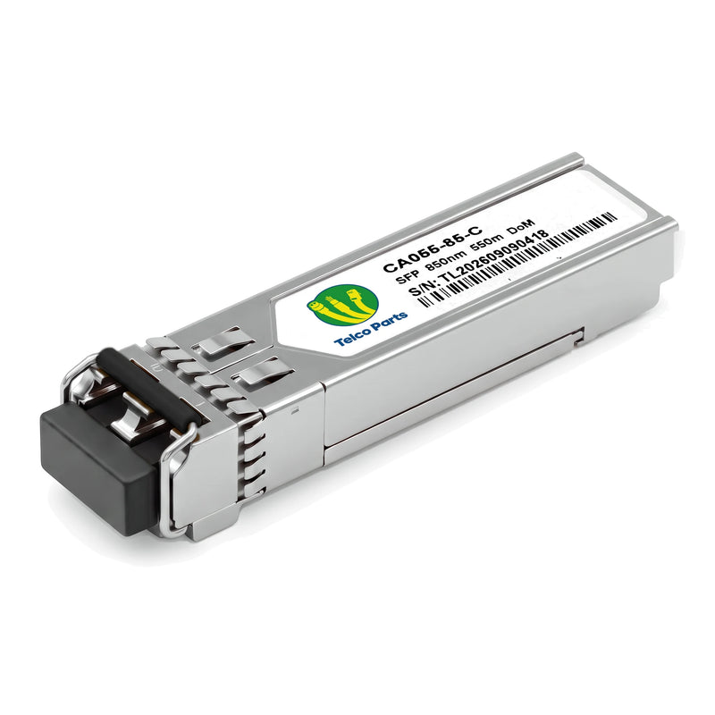 Telco Parts 1000BASE-SX SFP 850nm 550m DOM LC MMF transceiver module, three-quarter view
