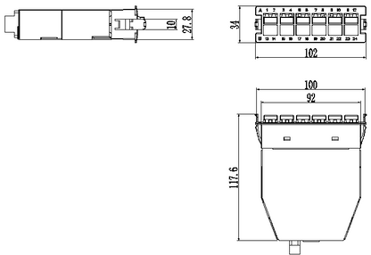 12F MPO Cassette, with 1 piece of OS2 12-core MPO male connector (standard loss <=0.7dB) to 12 LC connector Hydra Cable, 6 pieces of duplex LC adaptors, 1 piece of MPO Adaptor