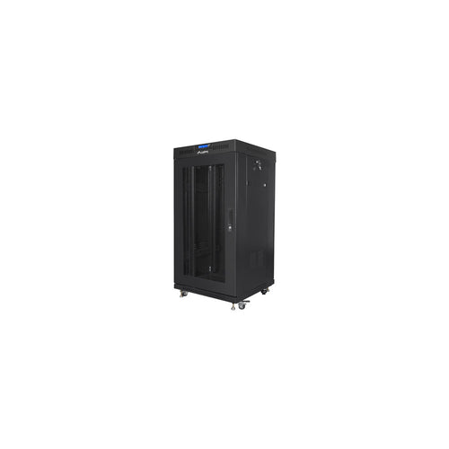 22U 19 inch floor standing server cabinet 600 × 600 black rack cabinet with perforated mesh door LCD display ventilated datacenter network rack IT cabinet