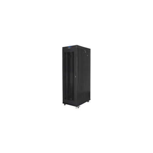 42U 19 inch server cabinet 800 × 1200 black floor standing rack with perforated mesh door and LCD display