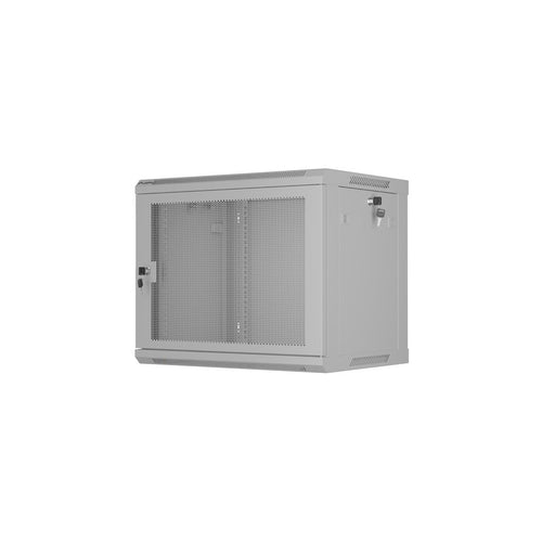 9U wandkast 19" met geperforeerde deur (flatpack) Grijs