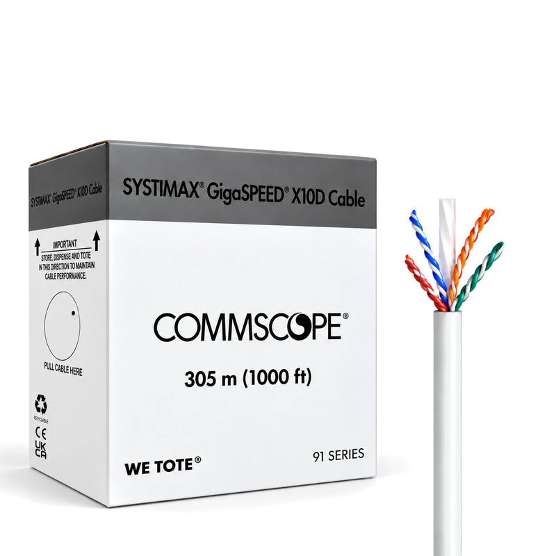 CommScope SYSTIMAX GigaSPEED X10D 3091B Cat6A U/UTP-installatiekabel, 305 m, met witte mantel