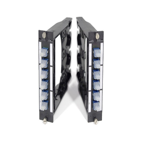 FO DCS 3U 7HP BO module with 6 LC duplex PC adapters for OS2 9/125 singlemode fiber high density datacenter patch panel systems
