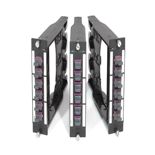 FO DCS 3U 7HP BO module with 6 MTP PC Type A adapters for OM4 50/125 multimode fiber high density datacenter patch panel systems