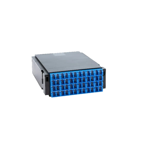 HD DCS BO module with 24 LC duplex PC adapters for OS2 singlemode fiber high density datacenter patch panels and rackmount fiber distribution systems