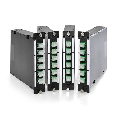 FO DCS 3U 7HP MTP module with 1 MTP to 6 LC duplex APC connectors for OS2 9/125 singlemode fiber high density datacenter patch panel systems