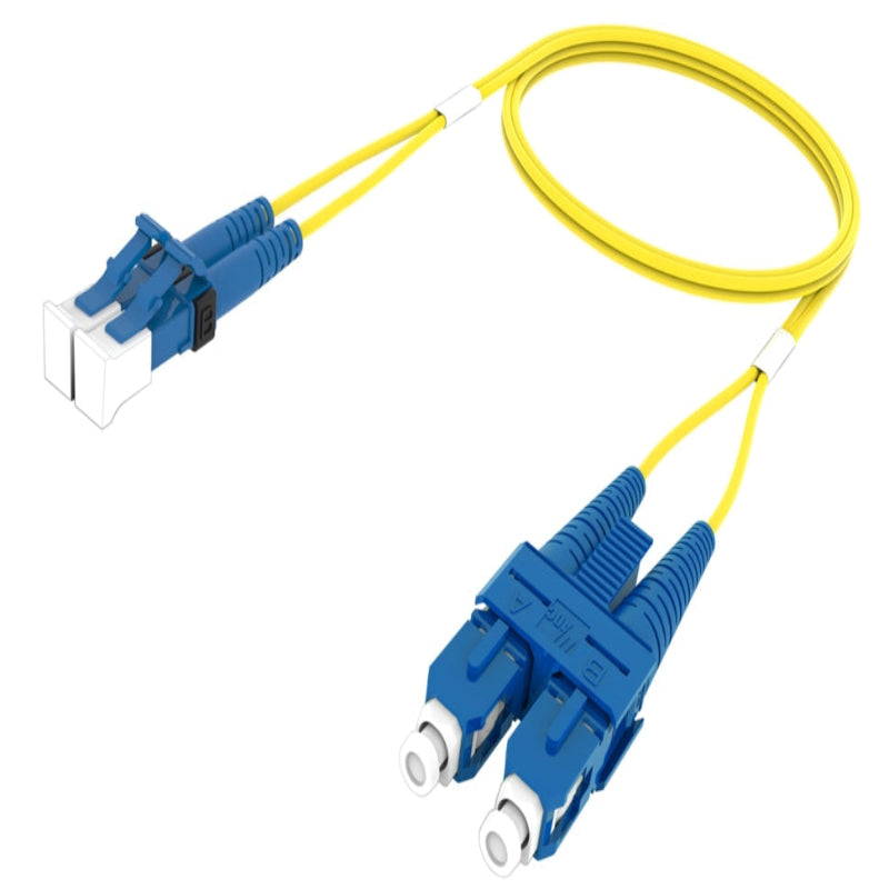 LC/UPC to SC/UPC OS2 singlemode duplex fiber optic patch cable yellow LSZH LC UPC to SC UPC patch cord for telecom and data center connectivity