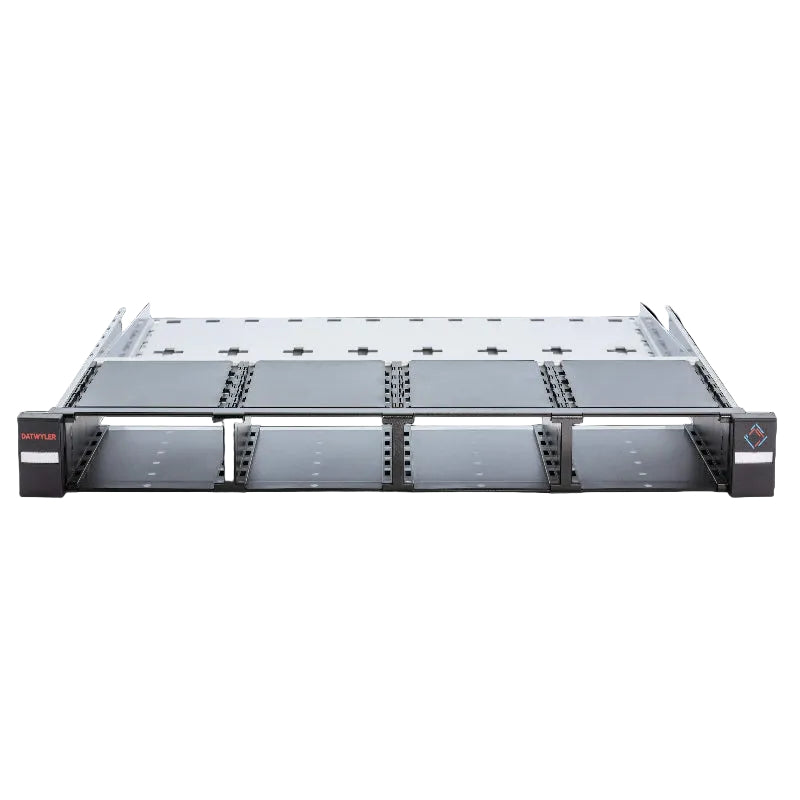 HD DCS modular 19 inch 1U fiber optic patch panel with 4 x 12 port or 4 x 24 port modules supporting 48 or 96 ports for high density datacenter rack installations