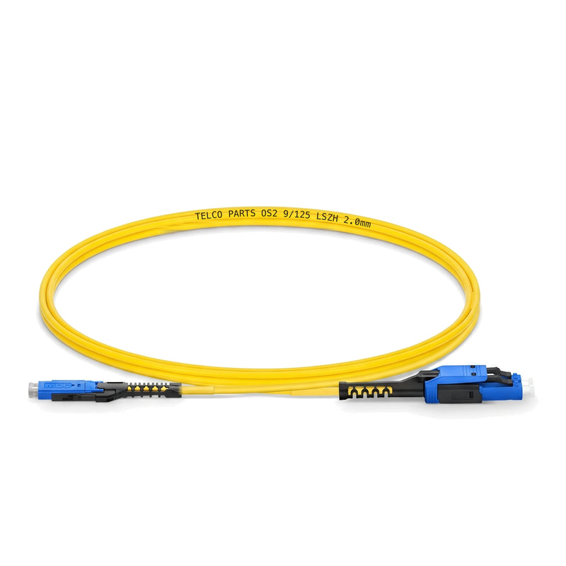 Telco Parts MDC/UPC to LC/UPC uniboot duplex OS2 fiber patch cable
