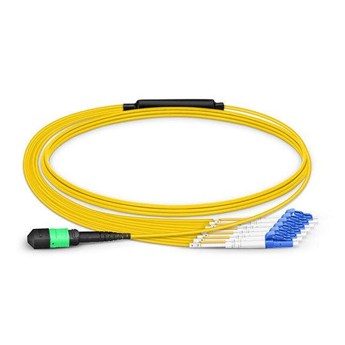 MTP-12 female to 6x LC duplex OS2 singlemode fiber optic breakout cable yellow LSZH 12 fiber MTP to LC patch cord for high density data center connectivity