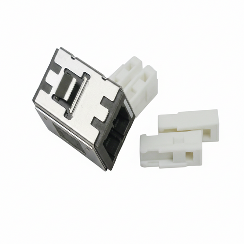 MU to MU duplex fiber optic adapter with ceramic sleeve for singlemode and multimode fiber connections in datacenter and patch panel systems