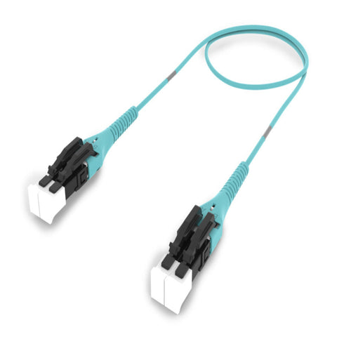 LC/UPC to LC/UPC OM4 multimode uniboot duplex fiber optic patch cable aqua LSZH 50/125µm LC LC patch cord for high density data center connectivity