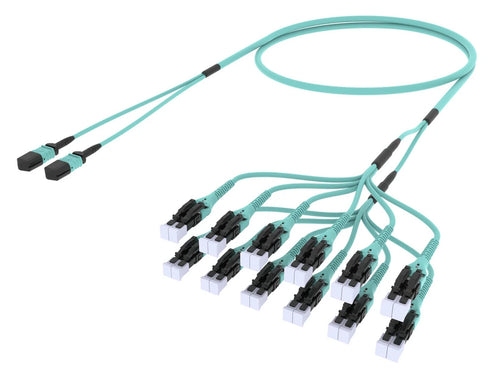 Ultra Low Loss ULL LazrSPEED® 550 MPO, 24-Fiber (Unpinned) to LC/UPC Uniboot Ruggedized fanout Cable, LSZH
