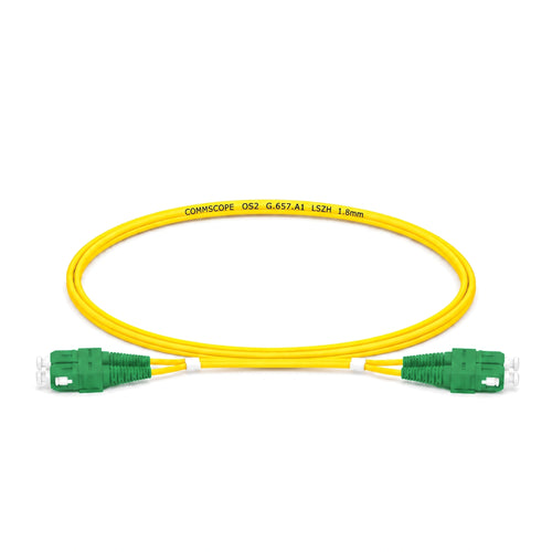 CommScope OCJ SC/APC to SC/APC duplex G.657.A1 singlemode fiber patch cable with yellow LSZH jacket