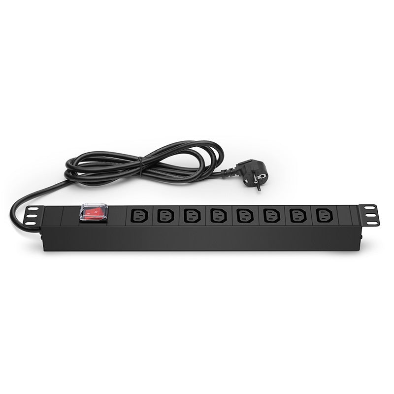 Single phase 16A 250V rackmount PDU with 8x IEC C13 outlets 1U basic power distribution unit black with 2m cable for data center racks