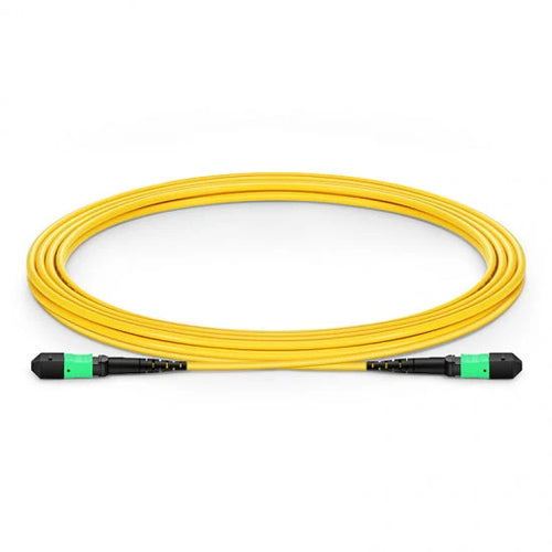 MPO-12 to MPO-12 OS2 singlemode ultra low loss fiber optic trunk cable yellow LSZH pre-terminated MPO trunk for high density data center connectivity