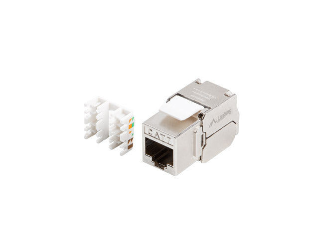 Toolless RJ45 Cat.7 S/FTP keystone module, 180 degrees