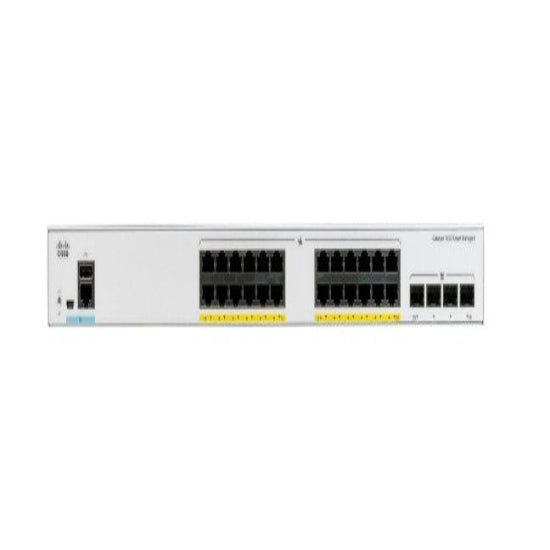 Cisco Catalyst 1000 Series C1000-24P-4X-L 24-port Gigabit Ethernet PoE+ switch with four 10G SFP+ uplinks.