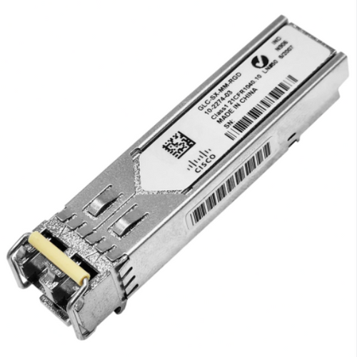 Cisco GLC-SX-MM-RGD industrial-grade 1000BASE-SX SFP transceiver module for multimode fiber in harsh environments.